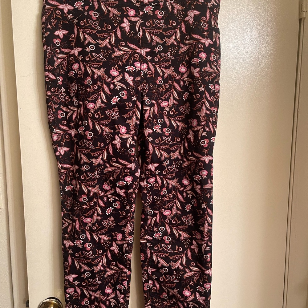 Floral Black and Pink Women's Pants